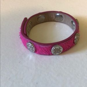Pink Rustic Cuff furry bracelet